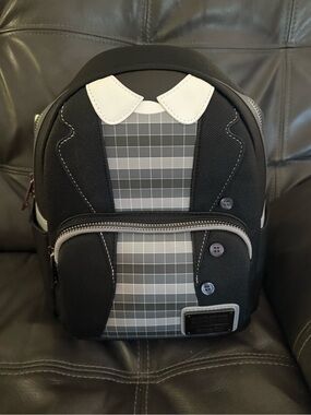 Loungefly Beetlejuice Beetlejuice. Lydia Black and White Plaid Mini Backpack